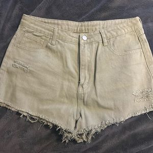 Green denim shorts